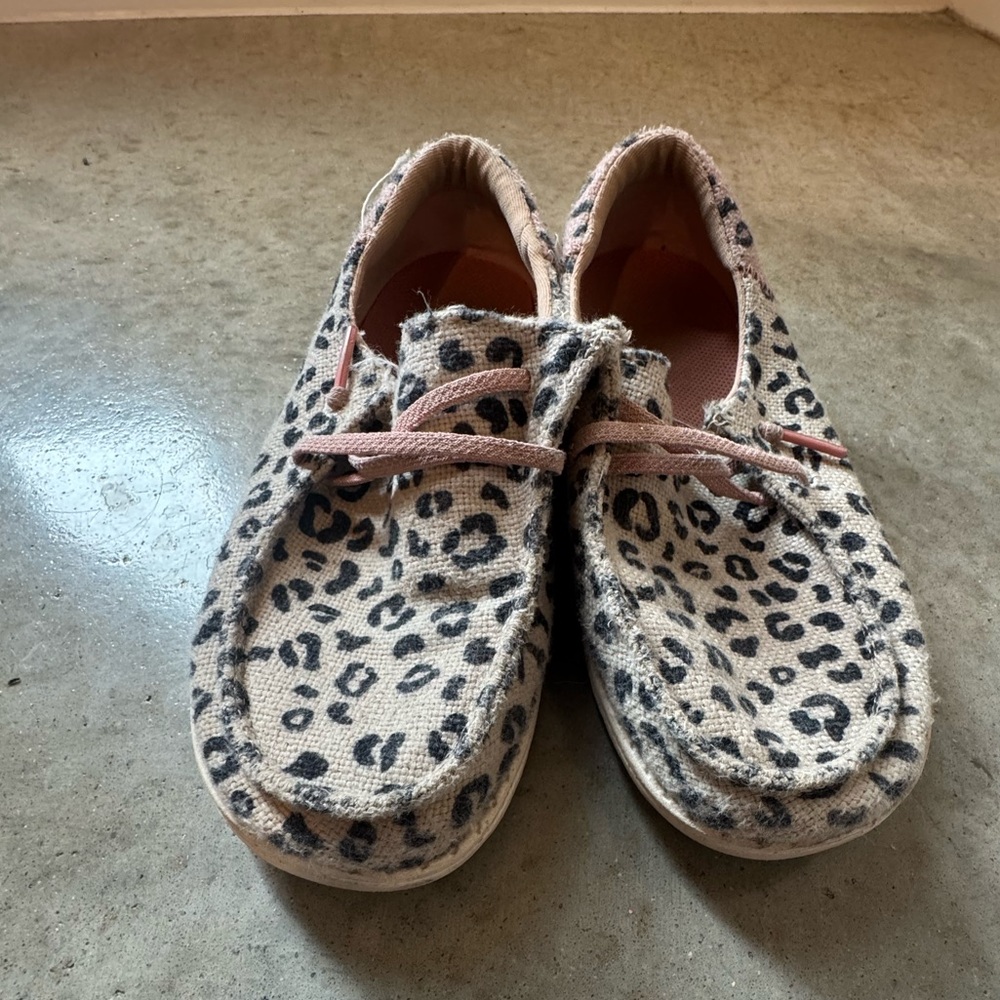 Hey Dude Leopard Print Girls Slip-ons